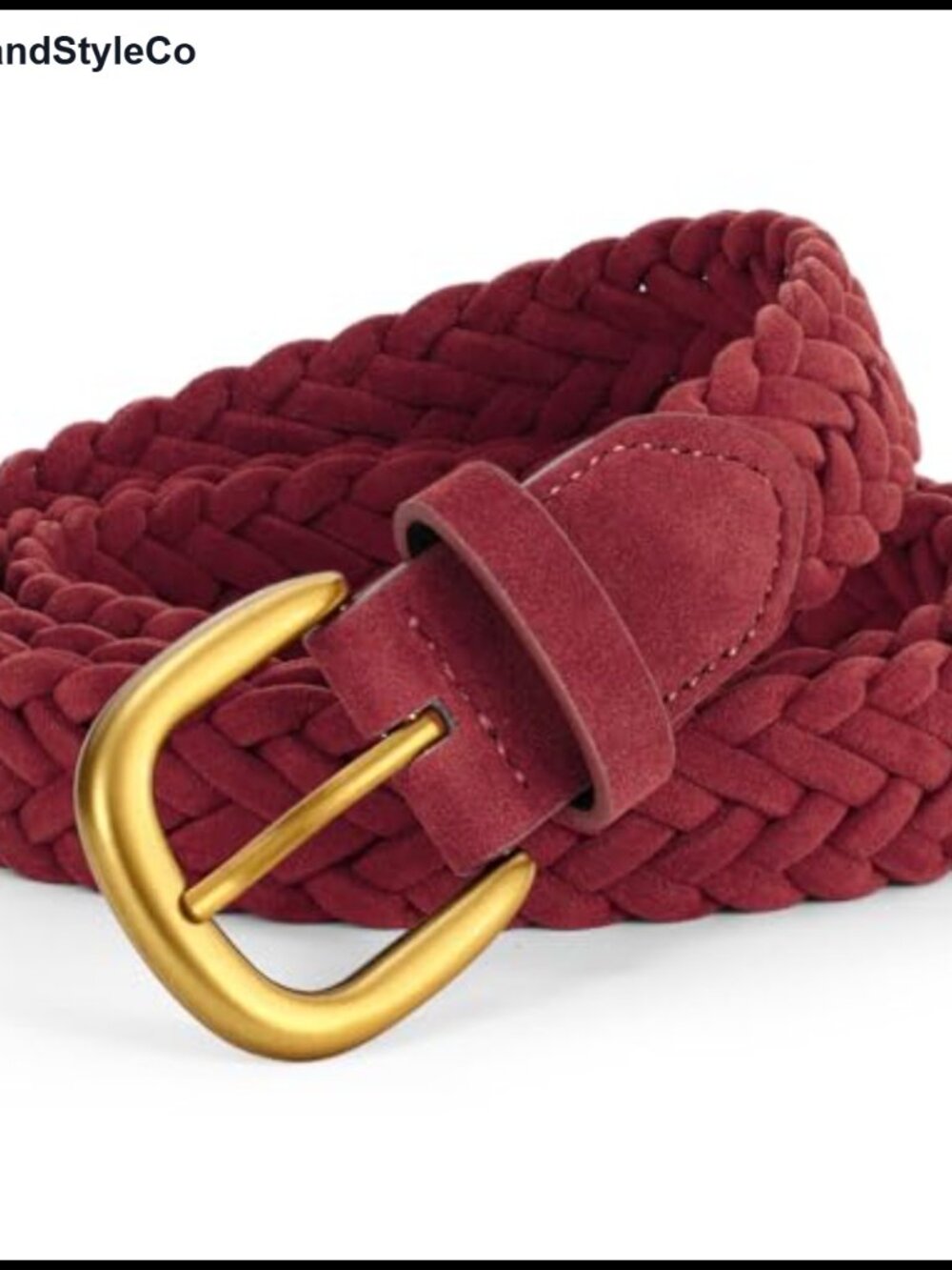 Womens Braided Suede Belt Adjustable Woven Waist Belt Gold Buckle for Dresses